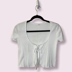 Garage White Tie-Front Top